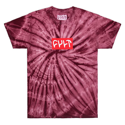 Cult Logo póló - maroon tie dye - M